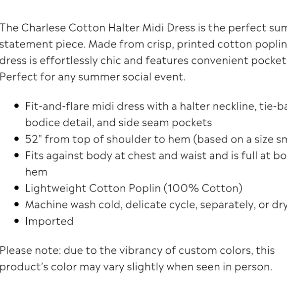 Nwt Lilly PulitzerCharlese Cotton Halter Midi Dress - Picture 7 of 13